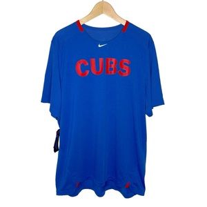 Nike Dri Fit NWT MLB Chicago Cubs Perforated Jersey Short Sleeve T Shirt Size XL